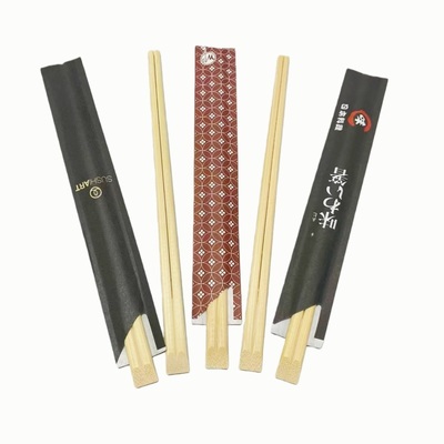Chinese Manufacture Wholesale Disposable Bamboo Tensoge Chopsticks with Semi Sleeve Packed